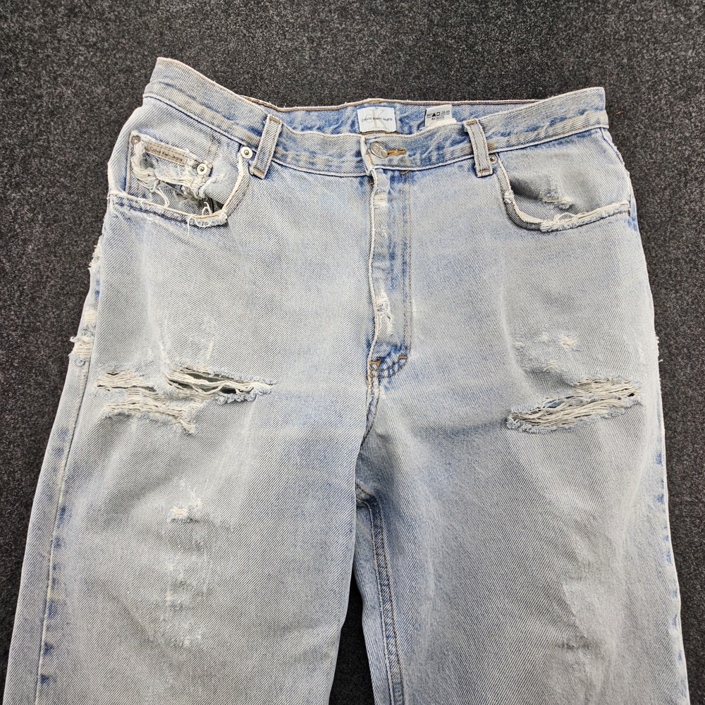 Vintage 90s Calvin Klein Jeans Mens 34x32 Easy Fit Double Stone Wash Denim